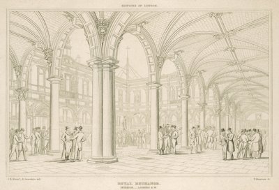 Interior del Royal Exchange, Londres, mirando al suroeste de English School