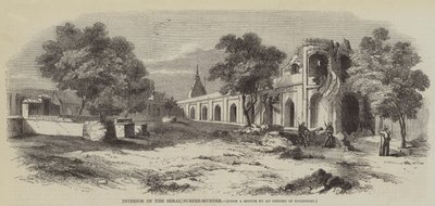 Interior del Serai, Subzee-Mundee (grabado) de English School