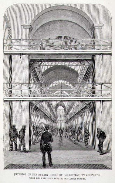 Interior de la Casa de Corrección de Surrey, Wandsworth, con los Prisioneros Saliendo después de la Cena, de 