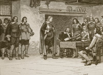 Entrevista entre Carlos y el Conde de Denbigh, ilustración de Cassells Illustrated History of England de English School
