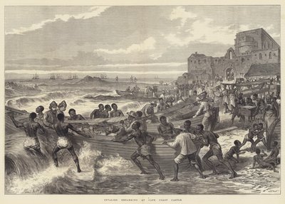 Inválidos embarcando en el Castillo del Cabo (grabado) de English School