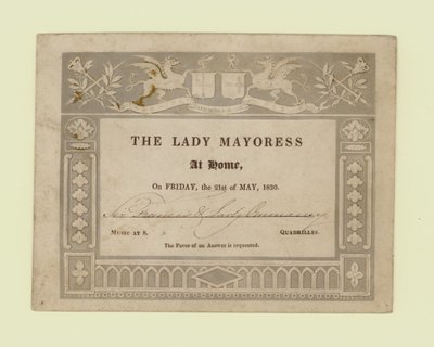 Invitación de la Lady Mayoress, En Casa, 21 de mayo de 1830 de English School