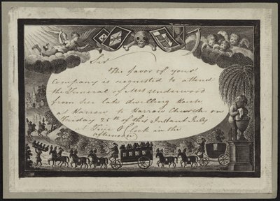 Invitación solicitando asistencia al funeral de la Sra. Underwood de English School