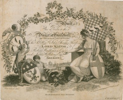Invitación a un banquete en el Guildhall, Londres, el 9 de noviembre de 1820 de English School