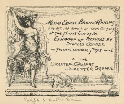 Invitación a una exposición de obras de Charles Conder de English School