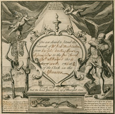 Invitación para asistir al funeral del Sr. Richard Mackleston en 1732 de English School