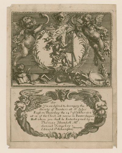 Invitación a la Sociedad de Pintores para el 24 de octubre de 1678 de English School