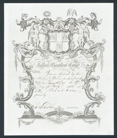 Invitación al baile de la Compañía de Tallow Chandlers, Londres de English School