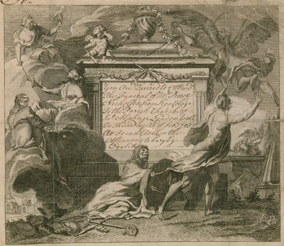 Invitación al funeral del Sr. Nicholson en St Alphage, London Wall, en 1753 de English School