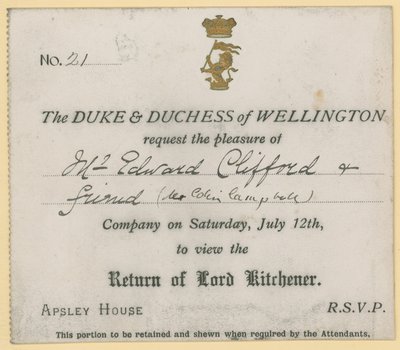 Invitación para ver el regreso de Lord Kitchener de English School