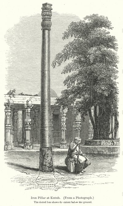 Pilar de hierro en Kutub (grabado) de English School