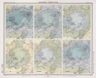 Isotermas, Polar Norte (litografía en color) de English School