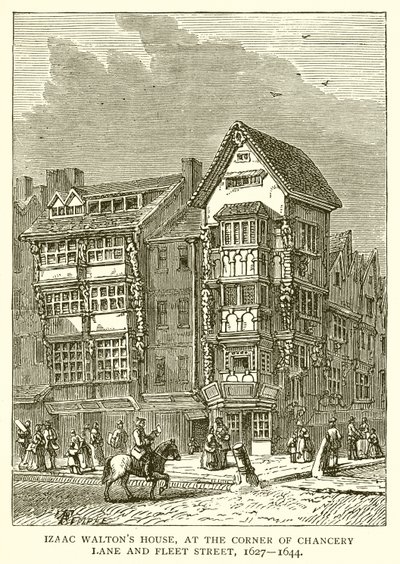 Casa de Izaac Walton, en la esquina de Chancery Lane y Fleet Street, 1627-1644 de English School