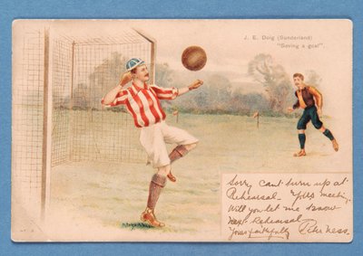 J.E. Doig (Sunderland) salvando un gol de English School