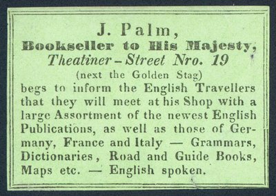 J Palm, librero de Su Majestad de English School