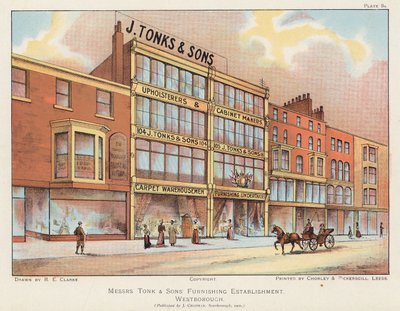 Tienda de muebles J Tonks  Sons, Scarborough (litografía en color) de English School