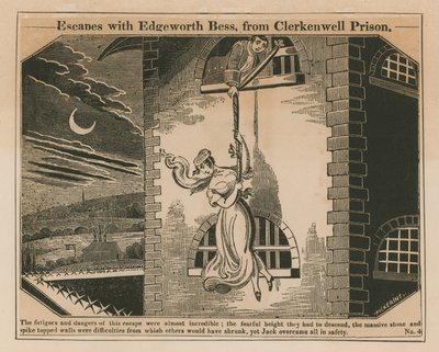 Jack Sheppard escapa con Edgeworth Bess de la prisión de Clerkenwell de English School