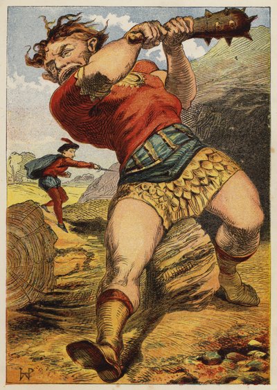 Jack The Giant Killer (litografía en color) de English School