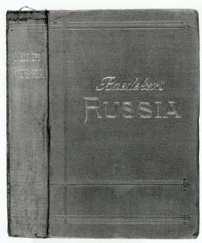 Cubierta de chaqueta de una guía Baedeker a Rusia, publicada en 1914 de English School