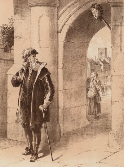James Bird, "Su Padre pasando un día, y viendo el rostro de su Hijo" (litografía) de English School