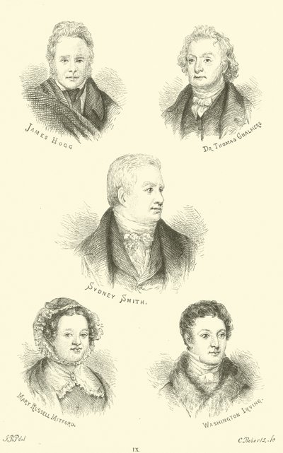 James Hogg, Dr Thomas Chalmers, Sydney Smith, Mary Russell Mitford, Washington Irving de English School