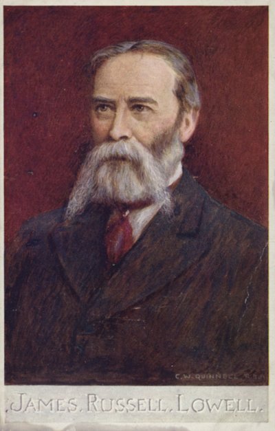 James Russell Lowell (1819-1891), poeta y diplomático estadounidense (litografía en color) de English School