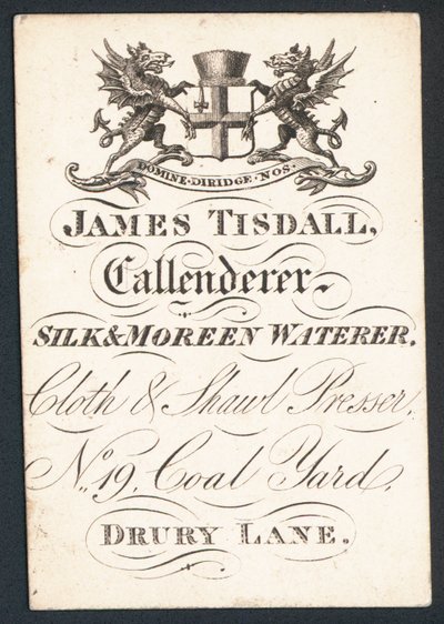 James Tisdall, calandrista, aguador de seda y moreen de English School
