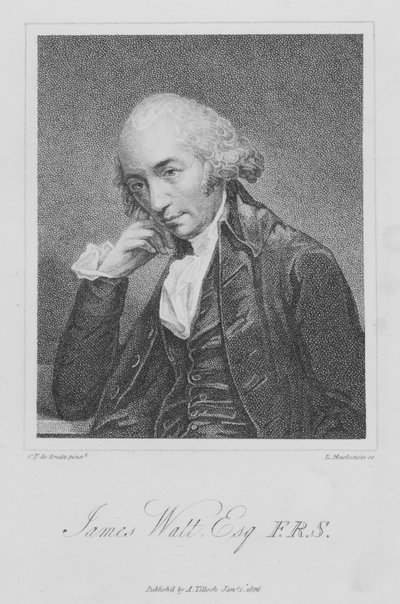 James Watt, ingeniero e inventor escocés (grabado) de English School
