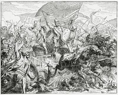 Jan Zizka en el lado ganador en la batalla de Grunwald en 1410 de English School