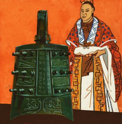 Hombre japonés con campana de English School
