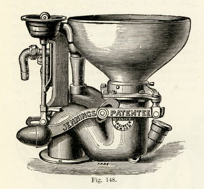Inodoro de válvula mejorado de Jennings, 1870 de English School