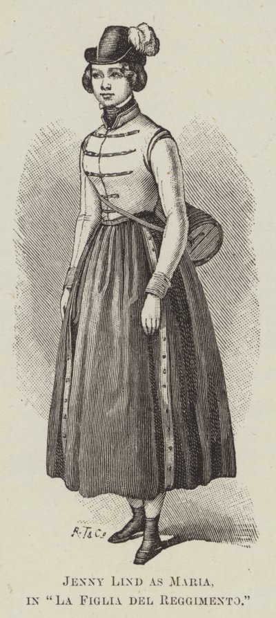 Jenny Lind como Maria, en "La Figlia del Reggimento" de English School