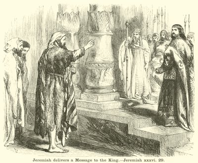 Jeremías entrega un mensaje al rey, Jeremías, xxxvi, 29 de English School