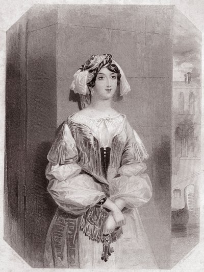 Jessica, hija de Shylock (El mercader de Venecia) - de la Galería de mujeres de Shakespeare, colección de cuarenta y cinco retratos serios por artistas tempranos de Londres, enriquecidos con avisos críticos y literarios, circa 1838 de English School