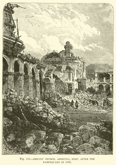 Iglesia de los Jesuitas, Arequipa, Perú, después del terremoto de 1868 de English School
