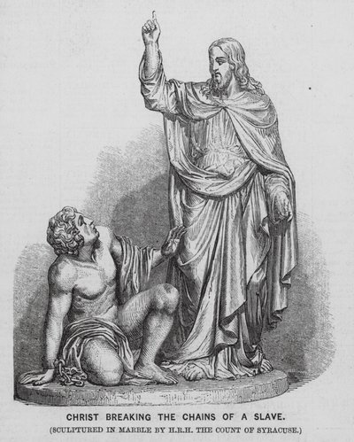 Jesucristo rompiendo las cadenas de un esclavo (grabado) de English School