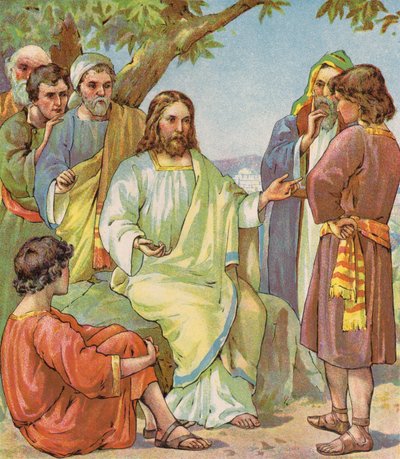 Jesús y sus discípulos (litografía en color) de English School