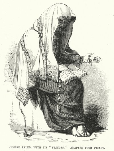 Taled judío, con sus "flecos", adaptado de Picart (grabado) de English School