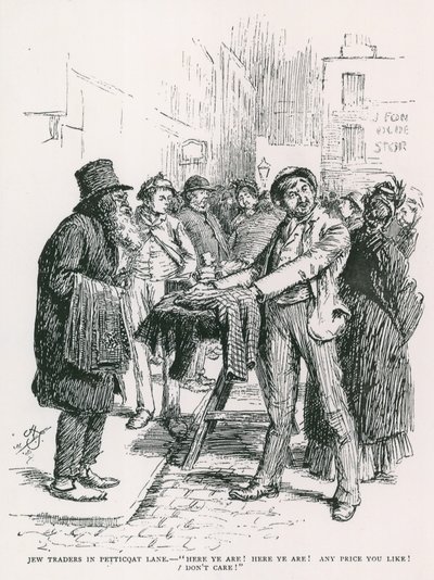 Comerciantes judíos en Petticoat Lane de English School