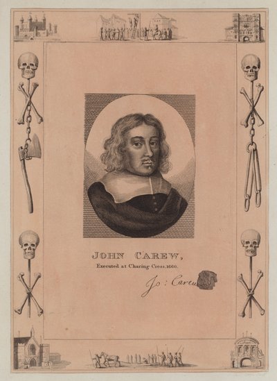 John Carew, ejecutado en Charing Cross, 1660 de English School