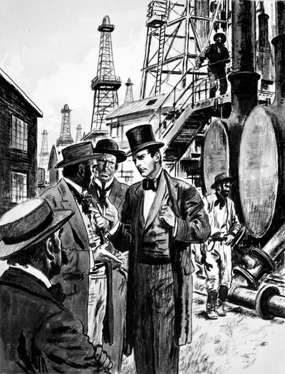 John D Rockefeller y Samuel Andrews, un fabricante de velas, vieron el futuro en la refinación de petróleo de pozos de English School