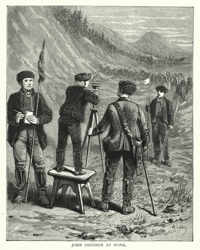 John Ericsson trabajando (grabado) de English School