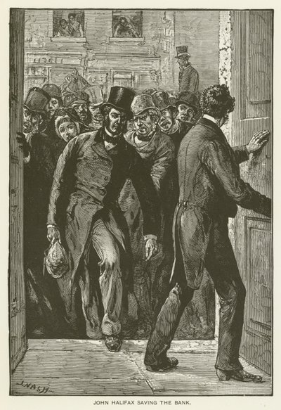 John Halifax salvando el banco (grabado) de English School