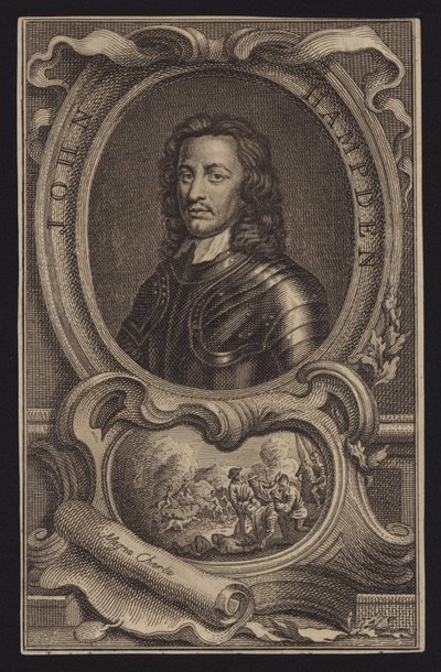 John Hampden, político y militar parlamentario inglés (grabado) de English School