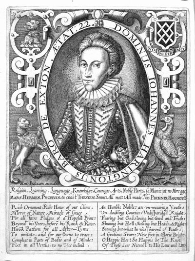 John Harington, 2º Barón Harington de Exton, grabado por Renold Elstrack, c.1610-14 de English School