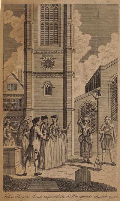 La cabeza de John Hayes expuesta en el cementerio de St Margarets de English School