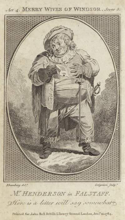 John Henderson como Falstaff en Las alegres comadres de Windsor de English School