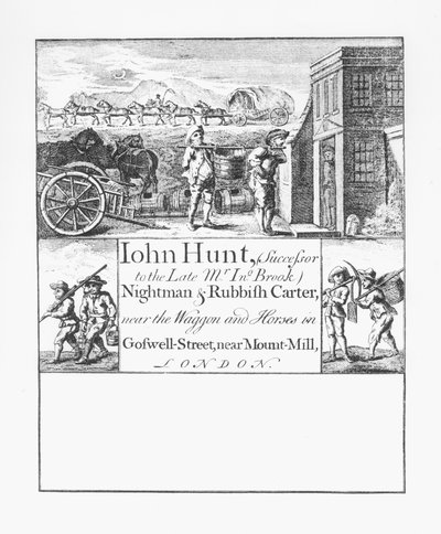 John Hunt, basurero y recogedor de escombros, cerca del Wagon and Horses en Goswell Street, cerca de Mount Mill, Londres de English School