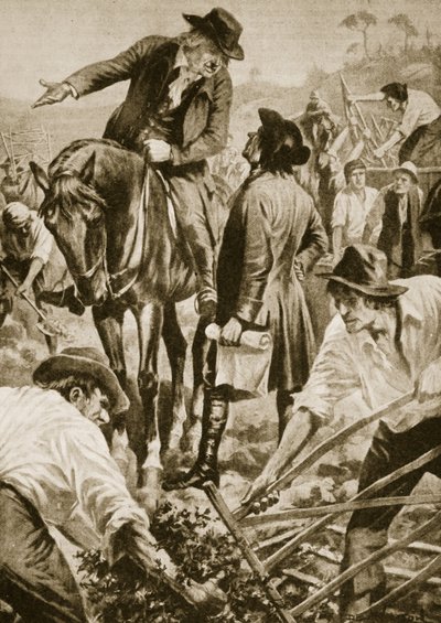 John Metcalf supervisando la construcción de una carretera de English School