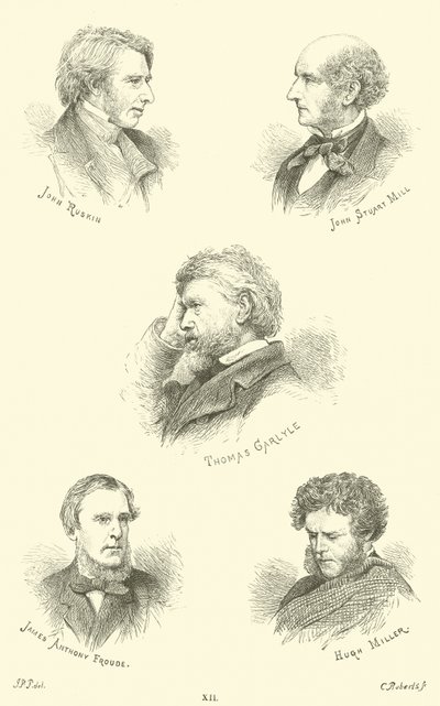 John Ruskin, John Stuart Mill, Thomas Carlyle, James Anthony Froude, Hugh Miller de English School
